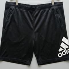 アディダス ビッグロゴ ハーフパンツ 黒 メンズXL 大きいサイズ吸汗速