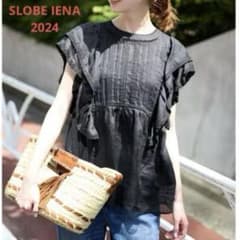 ほぼ新品♪SLOBE IENA♪ラミーフリルピンタックブラウス♪リネン100