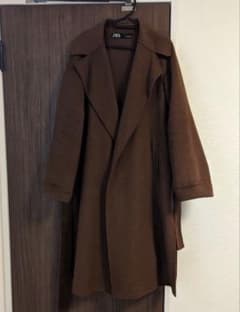 ZARA♡ リバーガウンロングコート ♡ブラウン♡ウール ベルト付 - メルカリ