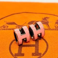 エルメス ピアス ポップアッシュ ポップH Hロゴ シルバー×ピンク 