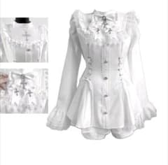 ゴスロリ ロリータ ブラウス ホワイト 十字架チャーム付きのサムネイル