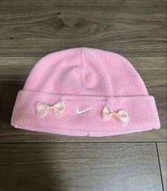 NIKE ベビー帽子 ピンク リボン付き