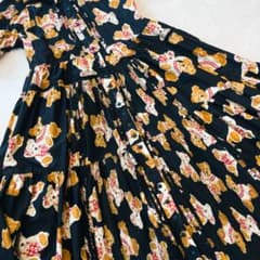 美品　ピンクハウス　レア　テディベア柄 前開き ティアードワンピース 美品 ピンクハウス レア テディベア柄 前開き ティアードワンピース