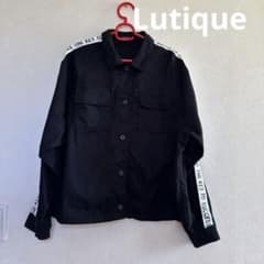 ▽Lutique ルティーク 長袖 ジャケット シャツ L 黒 綿 しまむら