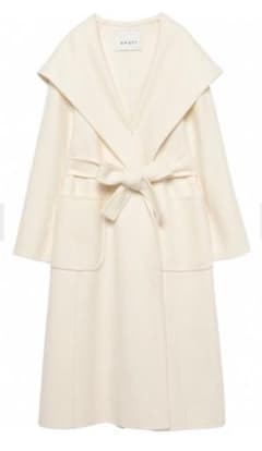 美品　ANAYI シャルムビーバーフードコート ANAYI シャルムビーバー フードコート ホワイト 36 オフホワイト