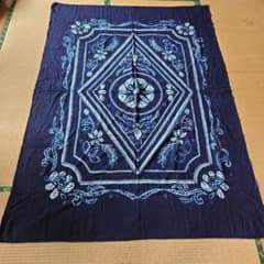 手絞り 本藍染め マルチカバー 綿100% 伝統工芸 1,500×2,000のサムネイル