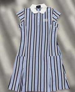美品パーリーゲイツ　半袖ワンピース　0 (S)レディースゴルフウェア　ストライプ 美品パーリーゲイツ 半袖ワンピース 0 (S)レディースゴルフウェア