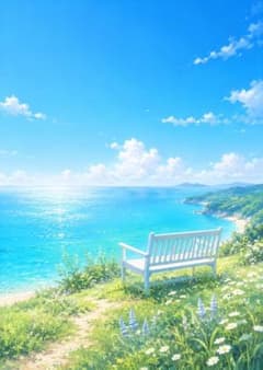 青い海2 リゾート 絶景 夏の海 青空 ヒーリング さわやか イラスト