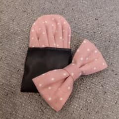 子供用 ピンク水玉蝶ネクタイとポーチセットのサムネイル