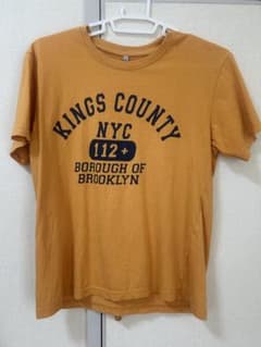 マスタードイエロー ロゴTシャツ 半袖 カジュアル 古着風のサムネイル