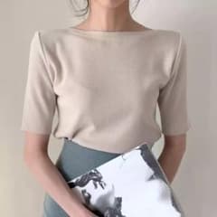 サマーニット半袖 Tシャツ カットソー 韓国服 韓国レディース服のサムネイル