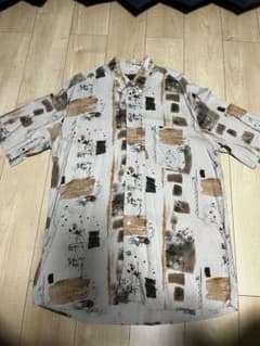 80s ヴィンテージ アート総柄シャツ クレイジーパターン レトロ Lのサムネイル