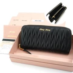 ✨Aランク・箱保証書付き✨　MIUMIU 長財布　マテラッセ　ナッパレザー　黒色 ✨Aランク・箱保証書付き✨ MIUMIU 長財布 マテラッセ ナッパレザー