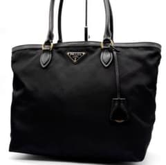 美品✨プラダ 1BG158 トートバッグ ナイロン レザー 三角ロゴ ブラック 