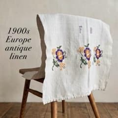 1900s 東欧 アンティーク パンジー リネン 手織り 手刺繍 ハンガリー