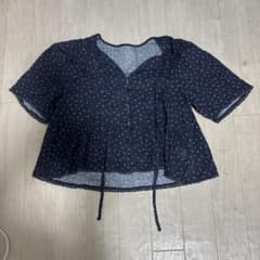 canal jean 半袖 ブラウス 花柄 ネイビーのサムネイル