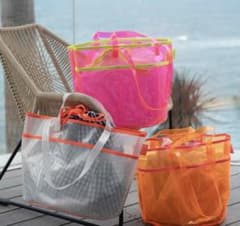 新品　LINKABLE　ネオンビーチバッグ　オレンジ　プールバッグ　リンカブル 新品 LINKABLE ネオンビーチバッグ オレンジ プールバッグ リンカブル