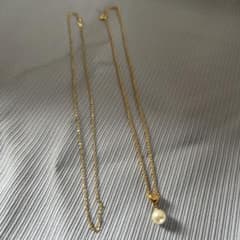 Engraved Sonia Rykiel heart motif pearl necklace gold necklace