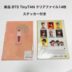 신품 BTS TinyTAN 타이니탄 14장 클리어 파일 스티커 첨부