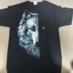 FRUIT OF THE LOOM ウルフプリント Tシャツ ブラック Mのサムネイル