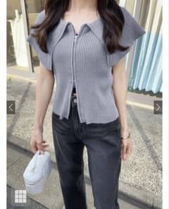 GRL 新品　ビックカラーダブルジッパー　半袖ニットL kz476