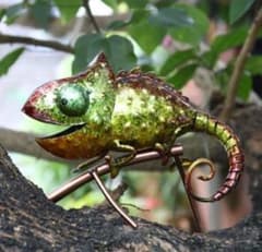 カメレオン 置物 オブジェ ブリキ 金属 屋内 屋外 装飾 デフォルメ