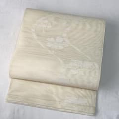 名古屋帯】夏帯 開き仕立て 紗紬 象牙色 洗える 流水 薄物 盛夏 - メルカリ