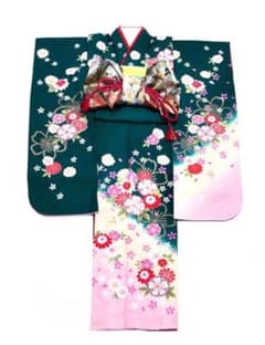 振袖 袋帯 セット 深緑 花柄のサムネイル