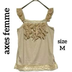 axes femme ruffled camisole, size M, lace, beige