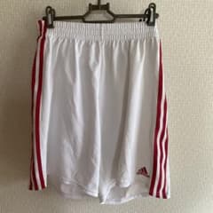 adidas アディダス サッカーパンツ ハーフパンツ 白×赤 Lサイズのサムネイル