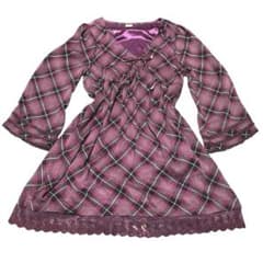 axes femme 森ガール ウィッシュコア 24着まとめ売り トップス 海外 axes femme 紫系チェック柄フレアトップス ダークコア ウィッシュコア