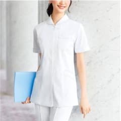 ナース服　LL  ソフトピケ綿混トリコット ショールカラーパイピングジャケットのサムネイル