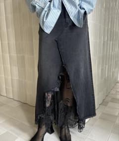 【新品】REMAKE LIKE DENIM LACE LAYERED SKIRTのサムネイル