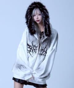 REFLEM/レフレム』ファー付き顔料加工ZIPパーカー/ホワイト - メルカリ