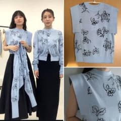 CLANE 田中みな実 コラボ フラワースクエアスリーブニットトップス クラネ CLANE 田中みな実 コラボ フラワースクエアスリーブニットトップス