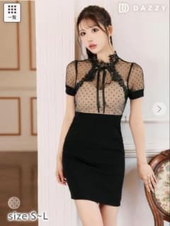 DAZZY ドット柄 シースルー ミニドレス ブラックのサムネイル