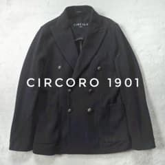 CIRCOLO ダブルブレスト コットンジャージー メタルボタン ブラック 46