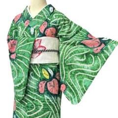 A61-2有松鳴海絞り高級浴衣 花 綿レディース浴衣単品 お仕立て 肩当て