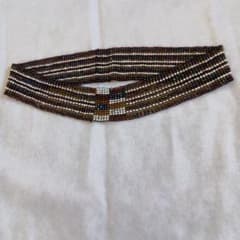 ビーズ装飾 ストライプベルト フリーサイズ