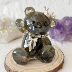 切株付 幸せを運ぶオルゴナイト お座り熊さん ラブラドライト - メルカリ