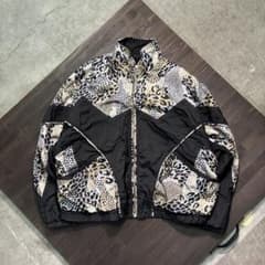 8LA1 ヒョウ柄切替 ナイロンジャケット 黒 XL 個性的 古着used - メルカリ