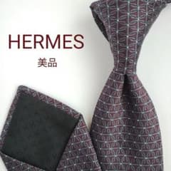 美品】エルメス ネクタイ ボルドー H柄 ジャガード 高級【フランス製
