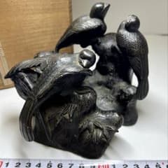 古銅 雀文置物 幅約15㎝2285g 木箱付 東Y8-0306☆2Fトトカヒ - メルカリ