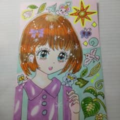 手描きイラスト1点物　硬質カードA6付 NO354のサムネイル