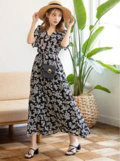 GRL リボン付きカシュクール花柄ワンピース[k8500u]のサムネイル
