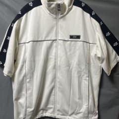 QY トラックジャケット 白×ネイビー 肩ロゴ ジャージトップスのサムネイル