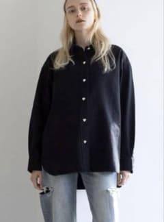 SeaRoomLynn HeartボタンOxfordシャツ ブラックのサムネイル
