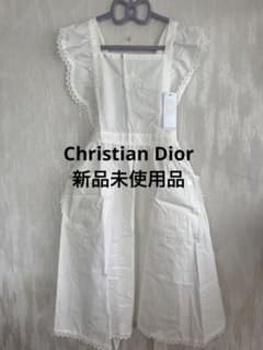 Christian Diorデイジー刺繍エプロンタグ付き新品ホワイトA-8.58 新品未使用✨】Christian Dior エプロン ホワイト コットン 刺繍
