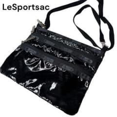 LeSportsac 3ZIPショルダー ブラックグリッター加工 ポシェットのサムネイル