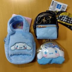 シナモロール　ミニバッグ型ポーチ　がま口　スカーフ付チャームリュック　３個